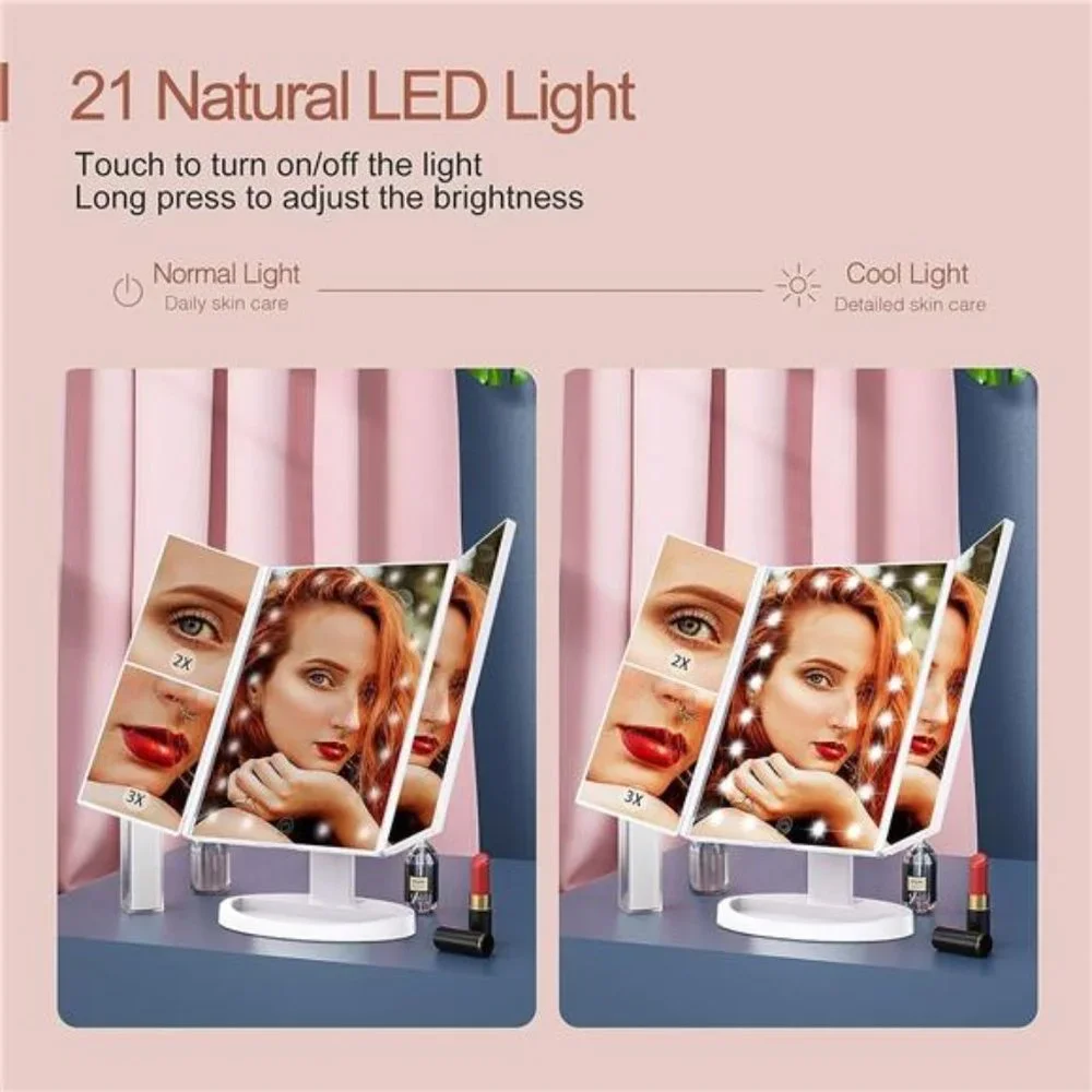 Vanity Mirror with Lights, 1x 2X 3X Magnification, Lighted Makeup Mirror, White